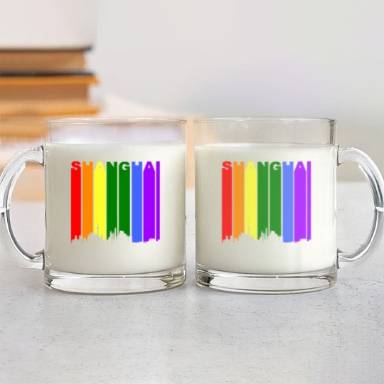 Discover Shanghai China Rainbow LGBT Gay Pride Glass Mugs