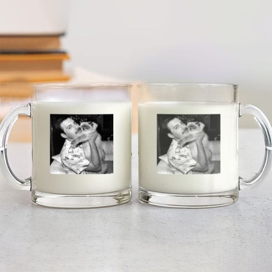 Discover Freddie Mercury and his cat photo Glass Mugs, Freddie Mercury Glass Mugs