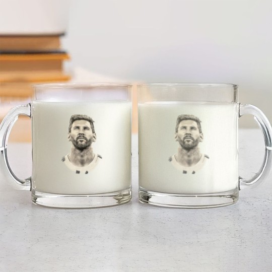 Discover Lionel Messi face Argentina Mens cotton Glass Mugs Qatar 2022