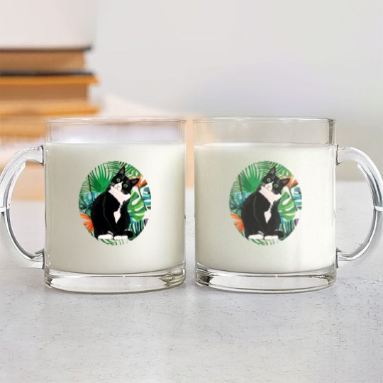 Discover Tuxedo Cat Tropical Gift Animal Lovers Glass Mugs