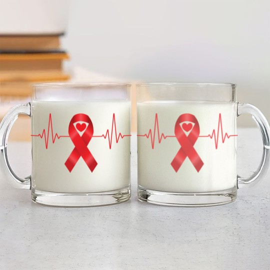 Discover World Aids Day Red Heartbeat Aids Awareness Hiv Glass Mugs