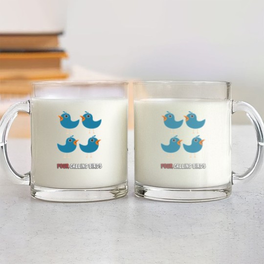 Discover Four Calling Birds Song 12 Days Christmas Glass Mugs