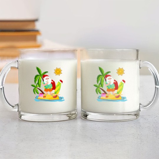 Discover Santa Surfing Christmas in July Summer Surf Gift Glass Mugs