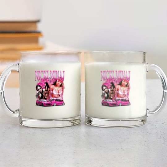 Discover Nicki Minaj Barbie World Comic Glass Mugs, 90S Vintage Merch Ice Spice Glass Mugs