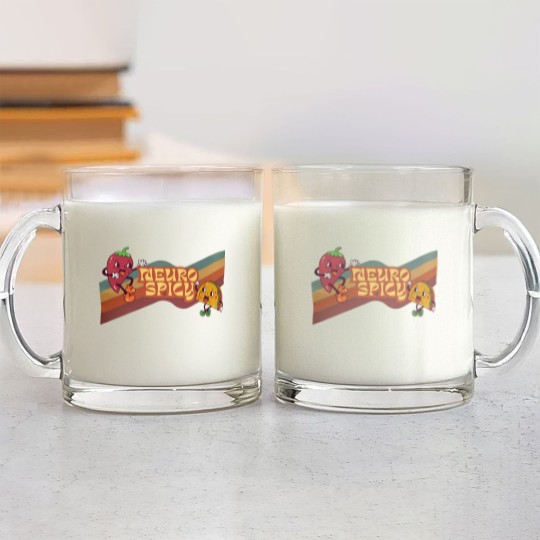 Discover Neuro Spicy Glass Mugs | Handmade Funny ADHD Glass Mugs | Retro-Style Unisex Glass Mugs