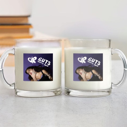 Discover Olivia Rodrigo GUTS World Tour 2024 Glass Mugs Olivia Rodrigo Retro Glass Mugs Gift Fans, Olivia Rodrigo GUTS Album Glass Mugs
