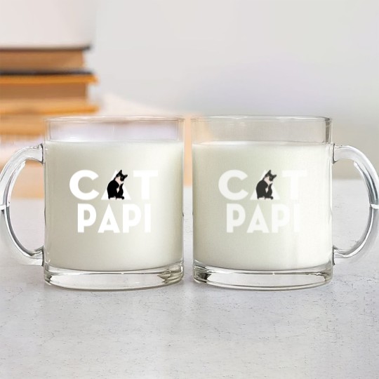 Discover Men's Cat Dad Glass Mugs for Daddy Funny Father's Day Glass Mugs Gift PAPI - Mens Cat Dad - Glass Mugs