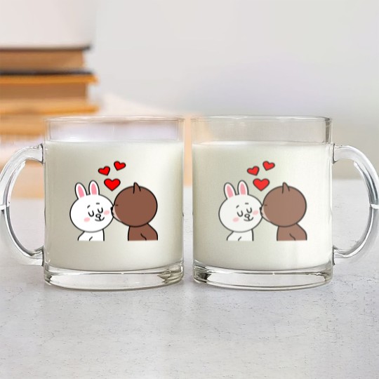 Discover Brown Bear Cony Bunny Rabbit The Kiss Glass Mugs