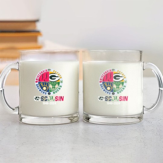 Discover Wisconsin And Packers And Brewers And Bucks Wisconsin Sport 1948 2024 Garden Flag Glass Mugs