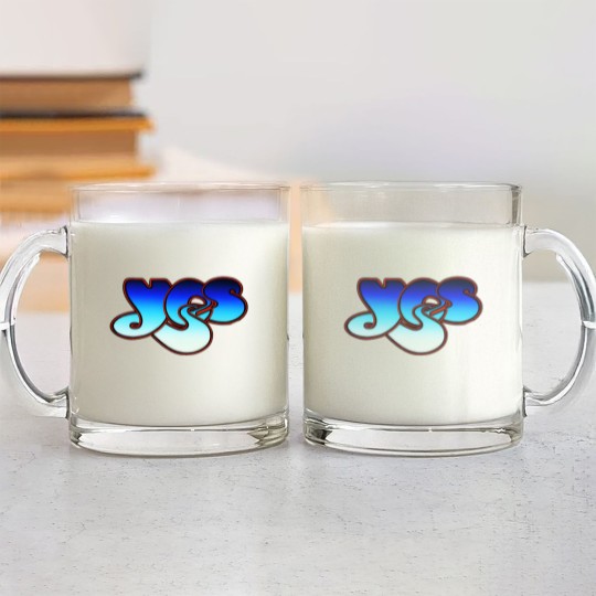 Discover Blue Yes Logo Glass Mugs