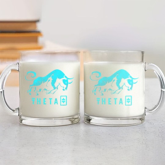 Discover THETA Crypto BULLRUN Blockchain Token Glass Mugs