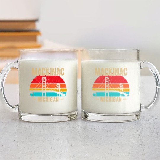 Discover mackinac bridge mackinaw retro vintage michigan souvenir Glass Mugs