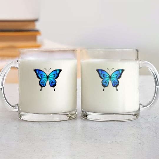 Discover blue butterfly Glass Mugs