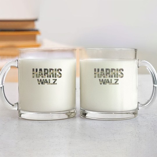 Discover Kamala Harris Walz Election 2024 Glass Mugs, Camouflage, Hunters white