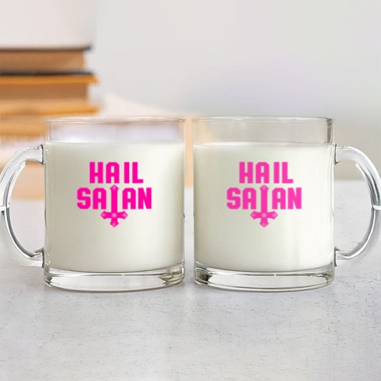 Discover Hail Satan | Hot Pink on Black | Satanic - Hail Satan - Glass Mugs