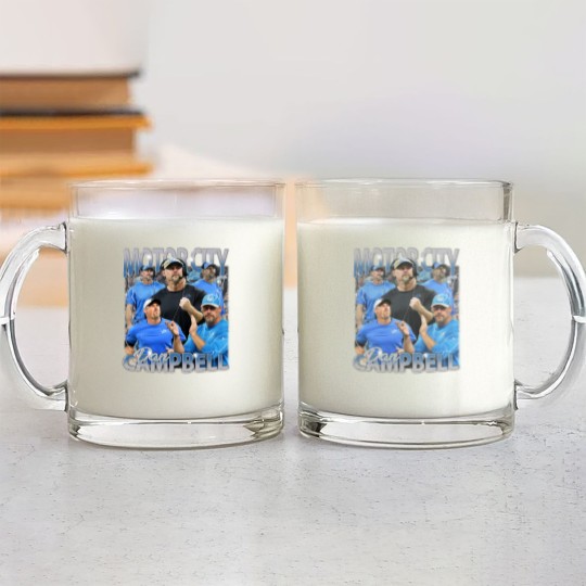 Discover Vintage 90s Graphic Style Motorcity Dan Glass Mugs, Dan Campbell Glass Mugs, Vintage Oversized Sport Glass Mugs