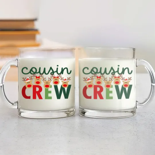 Discover Cousin deer crew Glass Mugs, Cousin Crew Christmas Glass Mugs