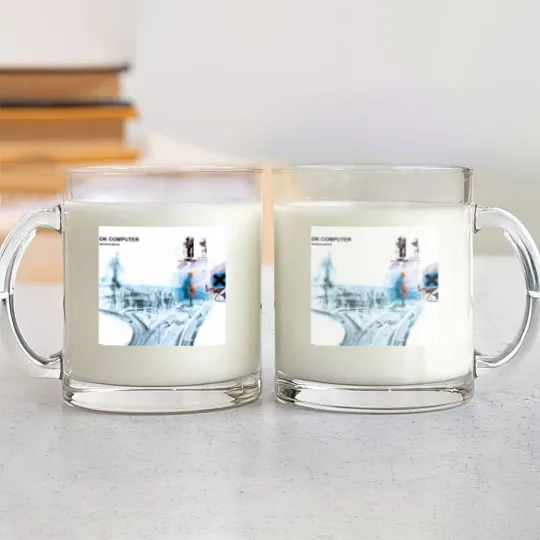 Discover Radiohead Ok Computer Band Glass Mugs, Music Lovers Glass Mugs