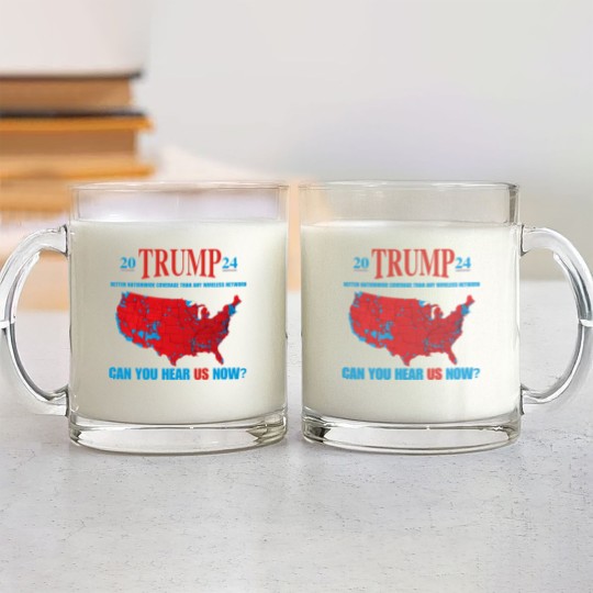Discover Trump Coverage Can You Hear Us now Glass Mugs