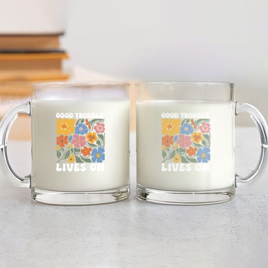 Discover Floral Good Trouble Lives On Glass Mugs, Resistance Glass Mugs, John Lewis Glass Mugs