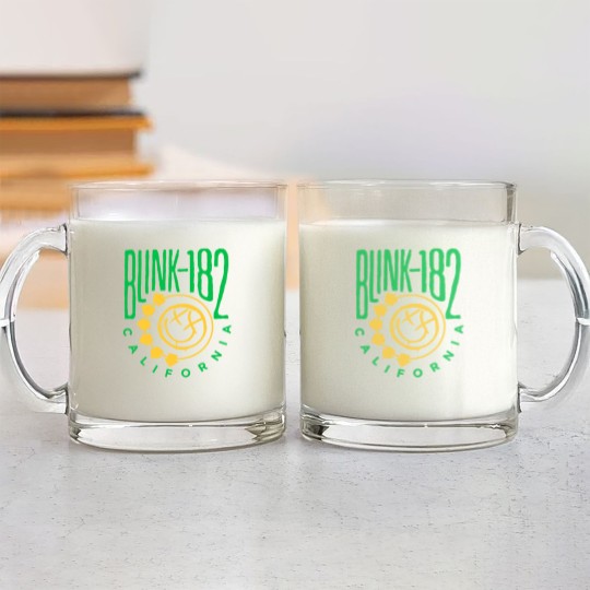 Discover Blink-128 Glass Mugs, Smiley Face Glass Mugs, Rock Show Glass Mugs,