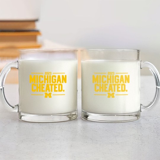 Discover Michigan Cheated College Football Fan Glass Mugs