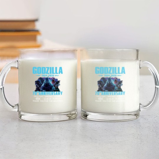 Discover God zilla 1954-2024 70th Anniversary Thank You Glass Mugs, God zilla Glass Mugs