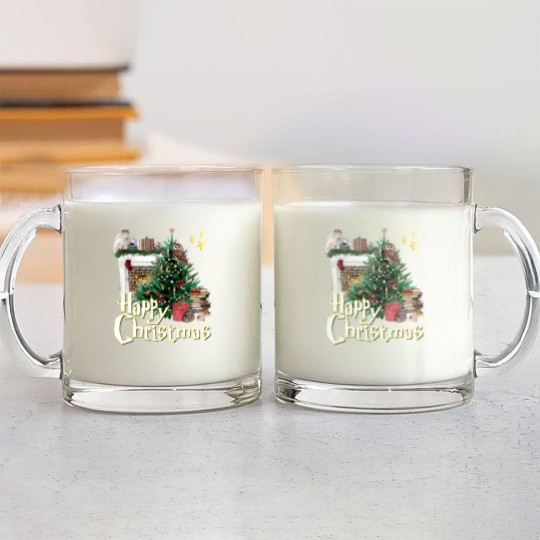 Discover Hogwarts at Christmas Inspired Oversized Glass Mugs, Wizard School Christmas T, Unisex Glass Mugs