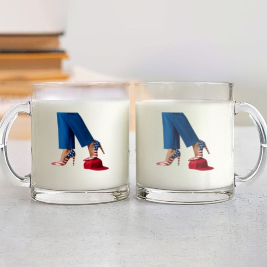 Discover Kamala Harris Glass Mugs, Kamala Harris With High Heels Stepping On Red Hat