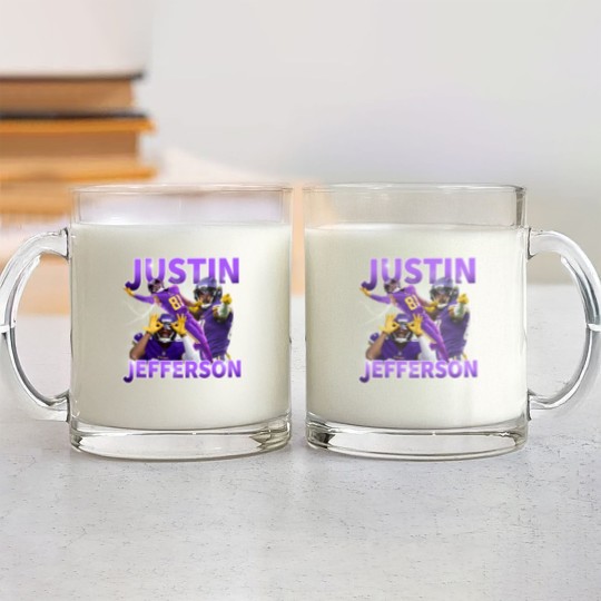 Discover Justin Jefferson Glass Mugs, Justin Jefferson Glass Mugs, Justin Jefferson Merch,Justin Jefferson Glass Mugs