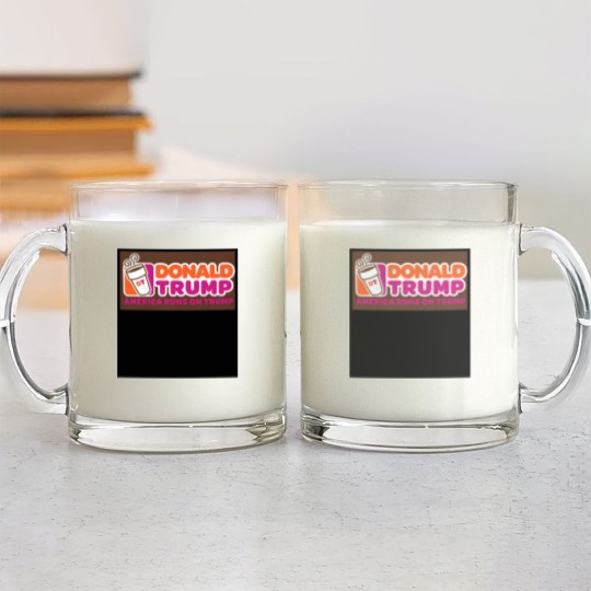 Discover America runs on Trump, Donald Trump Glass Mugs, Punny Glass Mugs, Dunkin, Coffee Glass Mugs