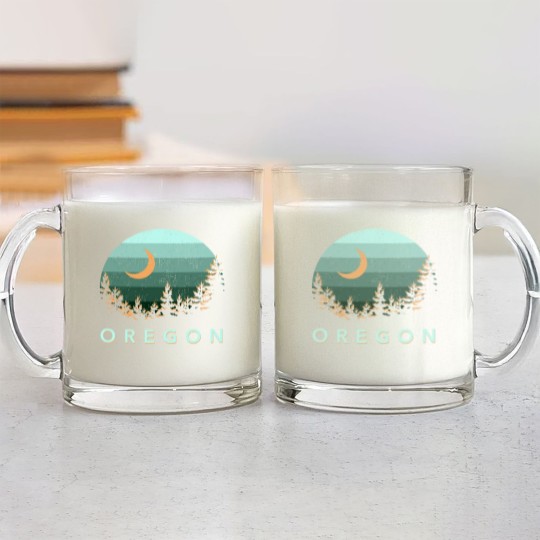 Discover Oregon Vintage Sunset Outdoors Hiking Souvenir Glass Mugs