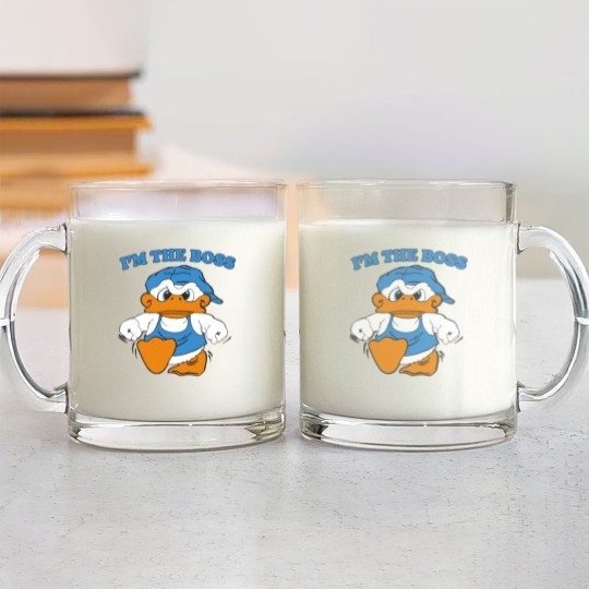 Discover I'm The Boss Duck Glass Mugs 90s Cartoon Tourist Glass Mugs