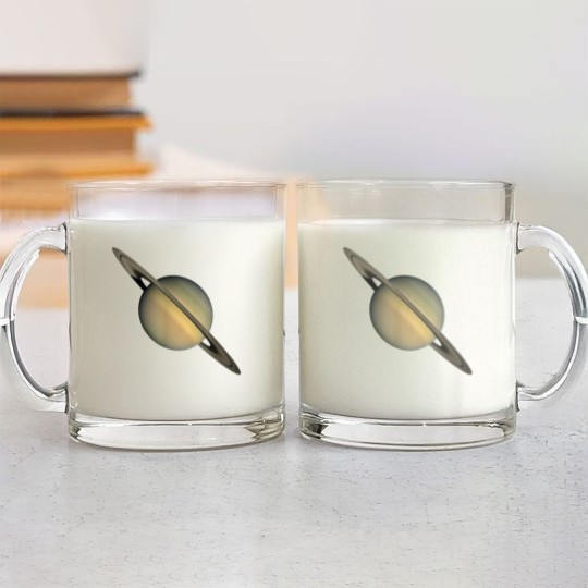 Discover Saturn Print Cool Space Glass Mugs