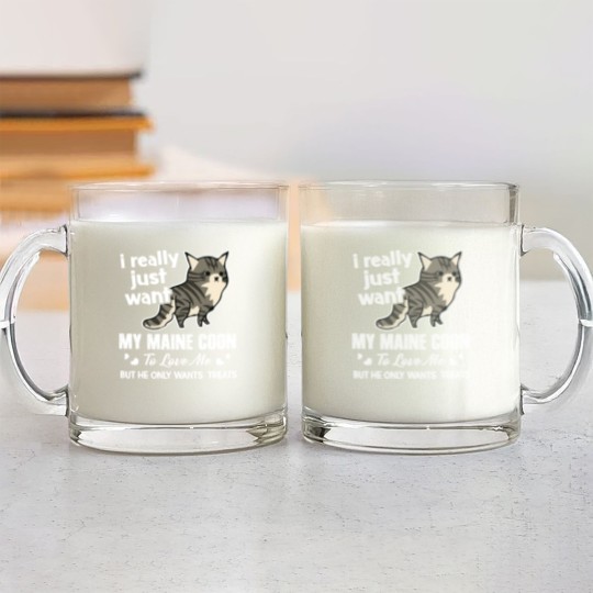 Discover Maine Coon Cat Lover Glass Mugs Glass Mugs