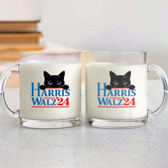 Discover Harris Walz Cat Lady  Harris tim walz Glass Mugs - 1 Glass Mugs