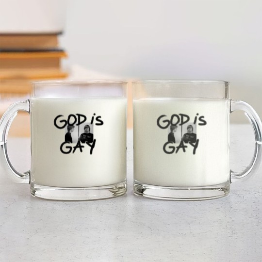 Discover God Is Gay Kurt Cobain Sticker Glass Mugs