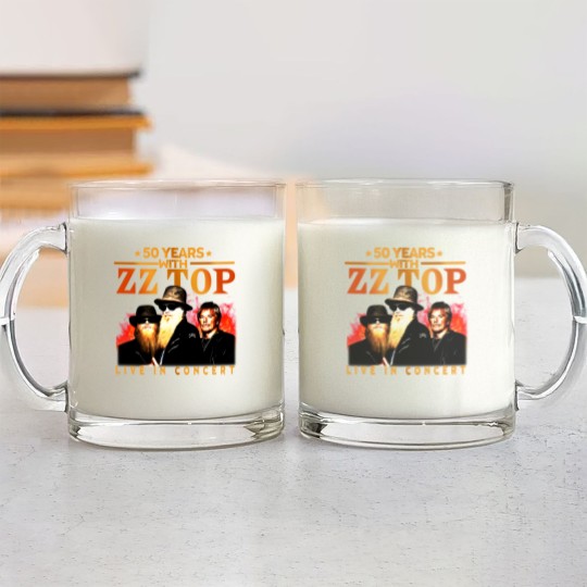 Discover ZZ Top 50 Years Live In Concert The Memories Glass Mugs, ZZ Top Glass Mugs