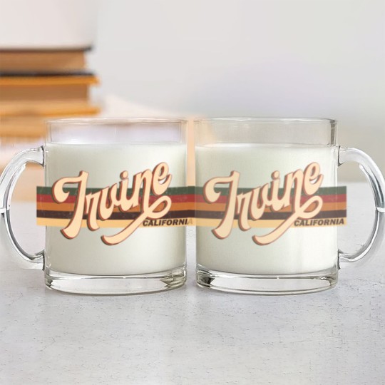Discover Irvine California Retro Vintage 70s 80s Clothing - Irvine California - Glass Mugs