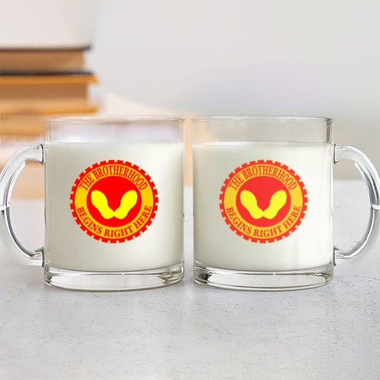 Discover The Brotherhood Begins Right Here Yellow Footprint Glass Mugs