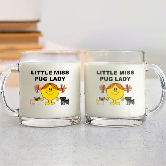 Discover Little Miss Pug Lady Cute Design Glass Mugs