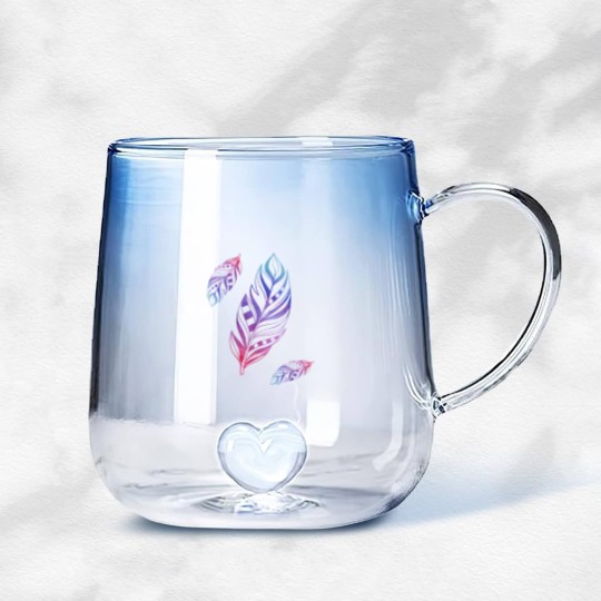 Discover Colorful Feathers Indian Heritage Native American Gradient Glass Mugs