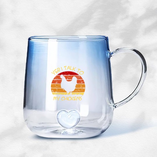 Discover Yep, I Talk To My Chickens Vintage - Yep I Talk To My Chickens Vintage - Gradient Glass Mugs