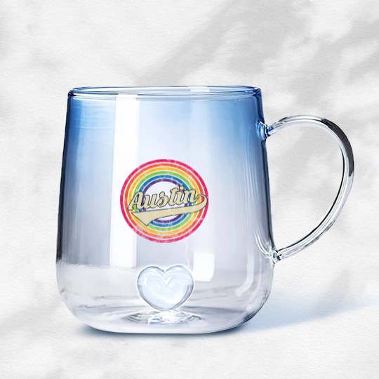 Discover Austin- Retro Rainbow Faded-Style - Austin - Gradient Glass Mugs