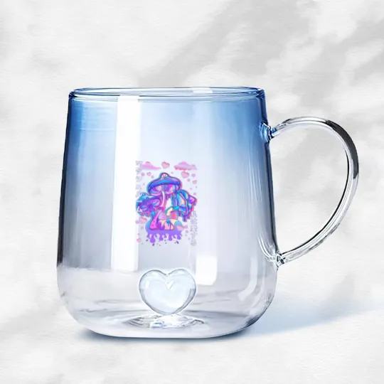 Discover Pastel Goth Mushroom Japan Kanji Gradient Glass Mugs