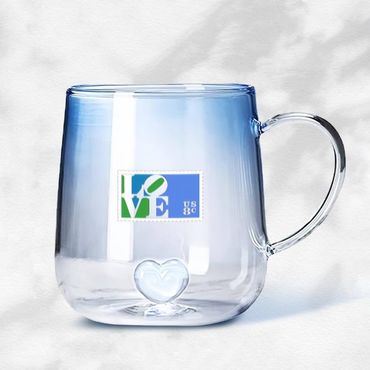 Discover Love Stamp Stencil (Robert Indiana) - Love - Gradient Glass Mugs