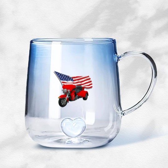 Discover Trike with Flag Gradient Glass Mugs