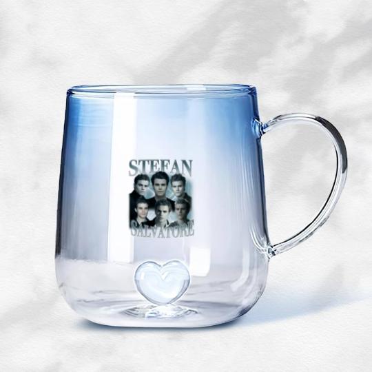 Discover Stefan Salvatore Vintage 90s Bootleg Classic Graphic Gradient Glass Mugs | Stefan Retro Bootleg Rap Gradient Glass Mugs