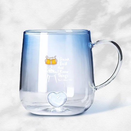 Discover I Drink, I Grill And I Know Things Gradient Glass Mugs