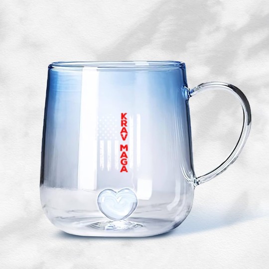 Discover Krav Maga Self Defense USA American Flag Fighter Gradient Glass Mugs